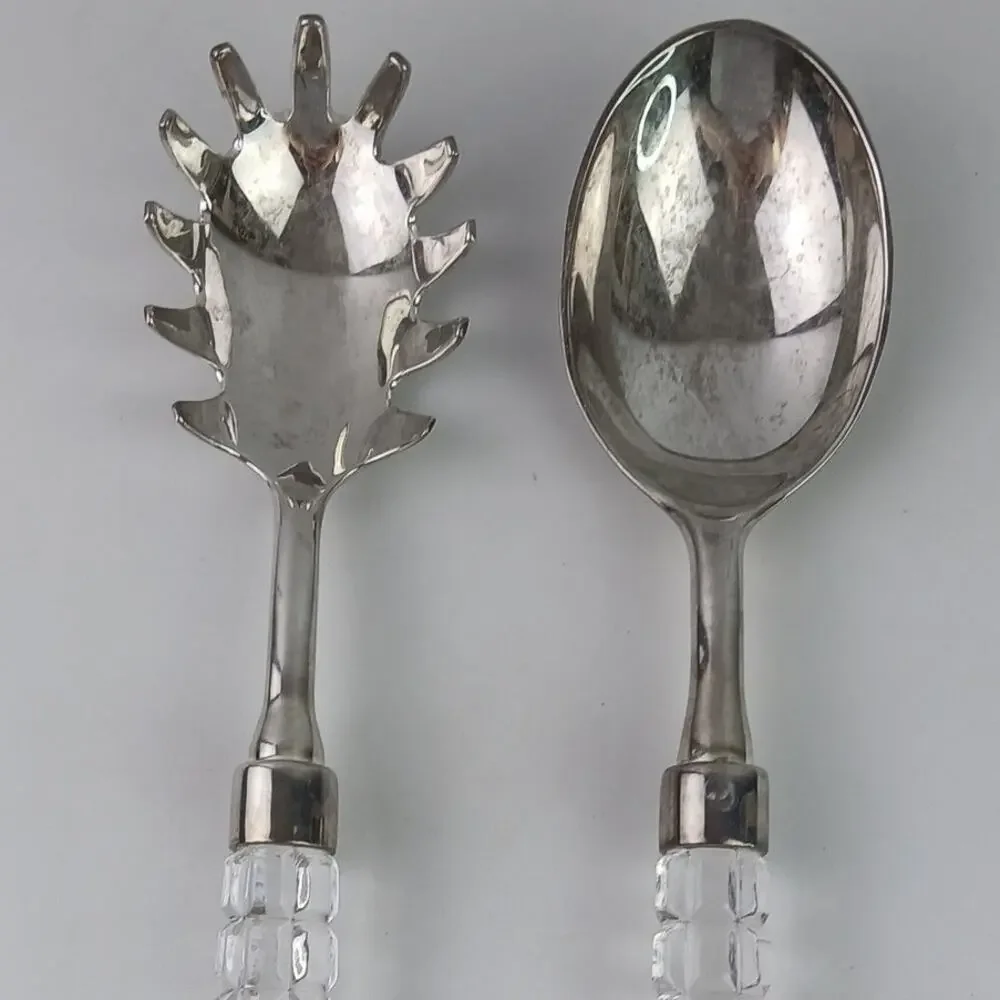 VTG Godinger Versailles Silver Plate & Crystal Serving Set Pasta Server Spoon